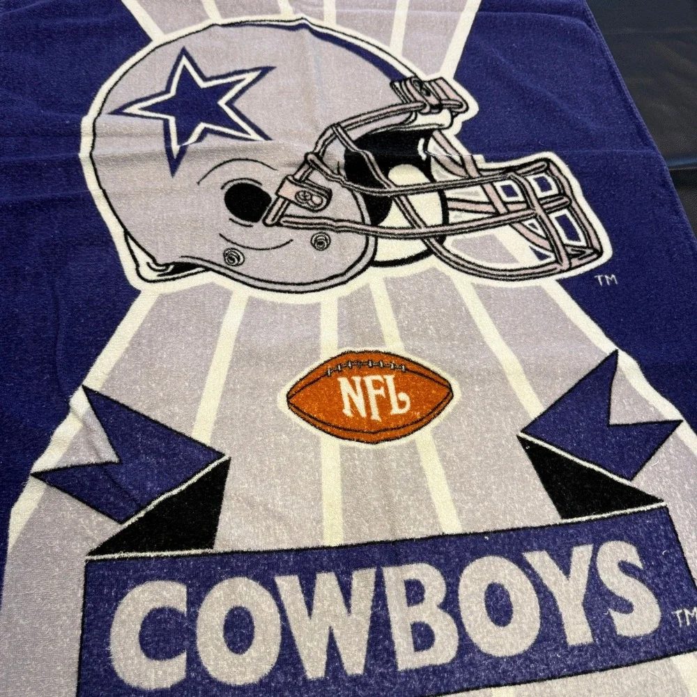 NFL Beach Towel Blue 1994 Dallas Cowboys Vintage Helmet Print Cotton